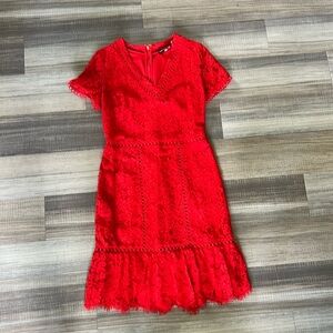 Karl Lagerfeld Red Lace Dress
